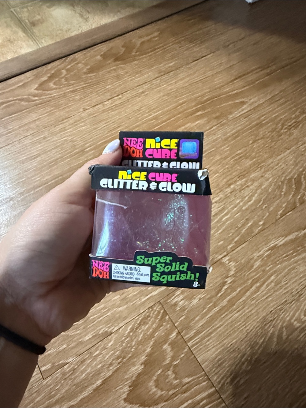 Glitter & Glow Ice Cube Super Solid Squish (Used) - Pink